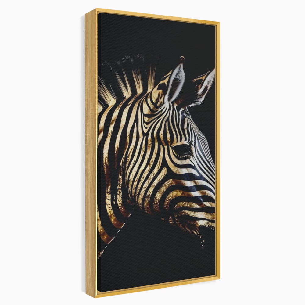 Tablou Canvas Premium LuxCanva® A1514, Zebra Aurie , Room, Animal, Safari, Gold, Decorativ, Living, Culori Vibrante