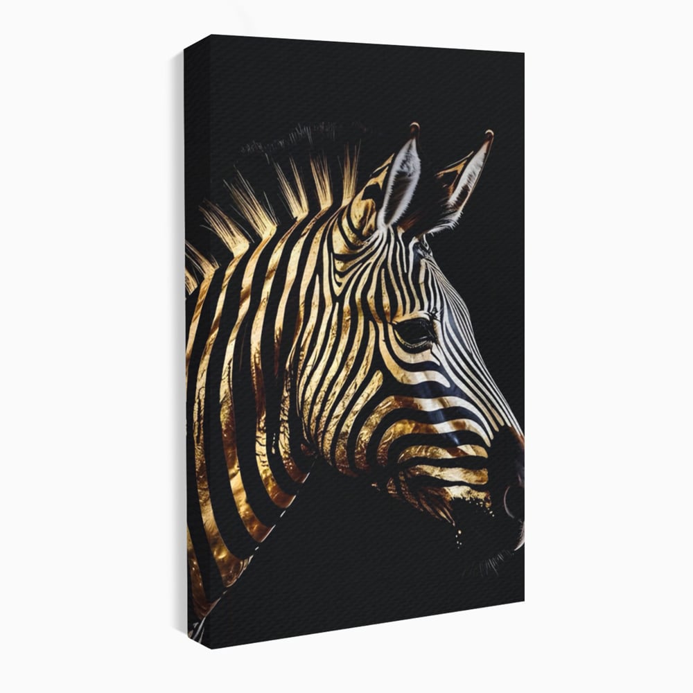 Tablou Canvas Premium LuxCanva® A1514, Zebra Aurie , Room, Animal, Safari, Gold, Decorativ, Living, Culori Vibrante