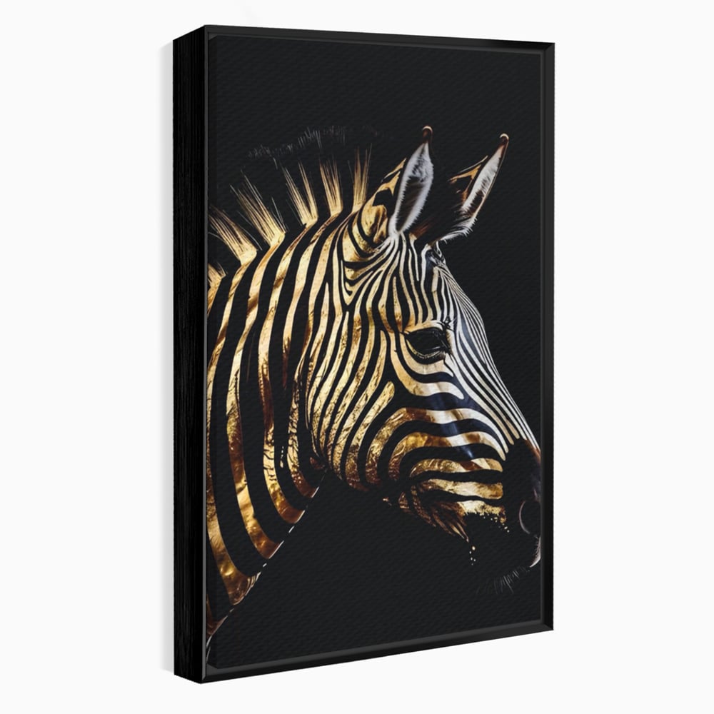 Tablou Canvas Premium LuxCanva® A1514, Zebra Aurie , Room, Animal, Safari, Gold, Decorativ, Living, Culori Vibrante