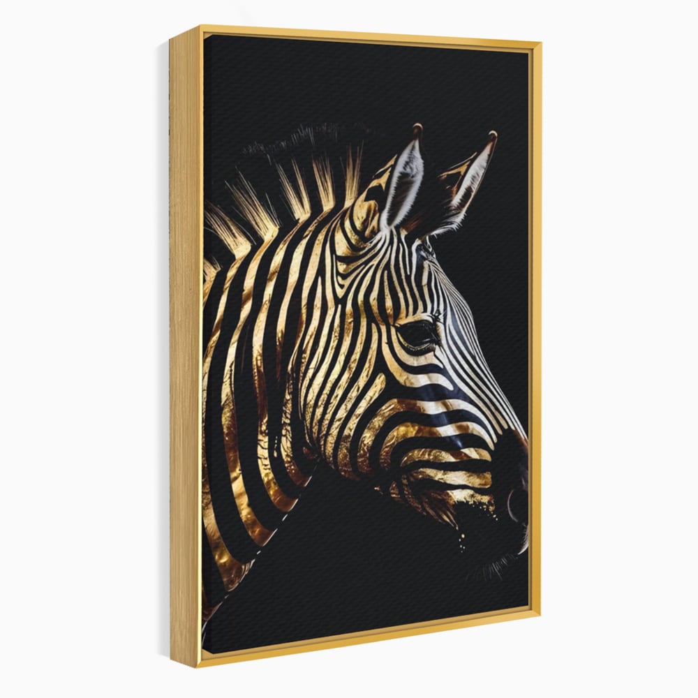 Tablou Canvas Premium LuxCanva® A1514, Zebra Aurie , Room, Animal, Safari, Gold, Decorativ, Living, Culori Vibrante