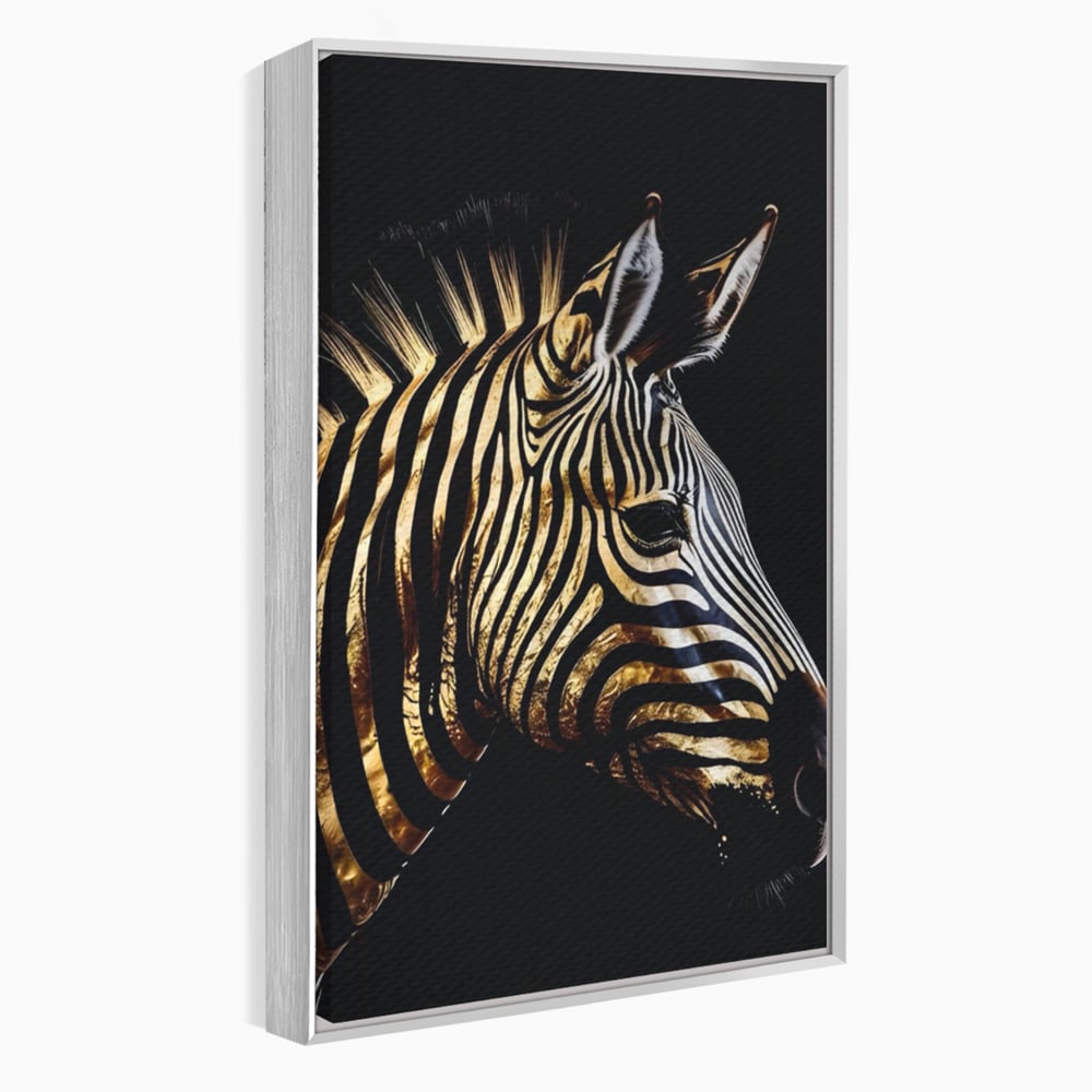 Tablou Canvas Premium LuxCanva® A1514, Zebra Aurie , Room, Animal, Safari, Gold, Decorativ, Living, Culori Vibrante