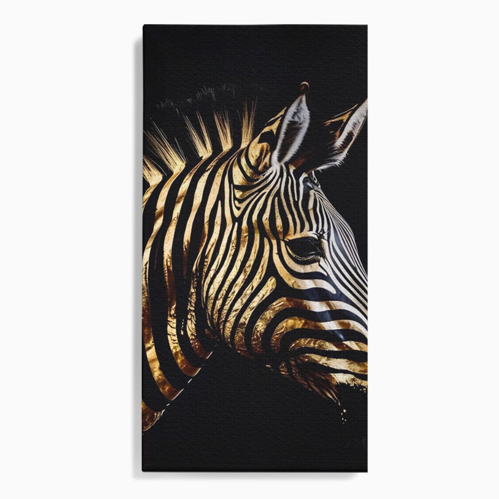 Tablou Canvas Premium LuxCanva® A1514, Zebra Aurie , Room, Animal, Safari, Gold, Decorativ, Living, Culori Vibrante
