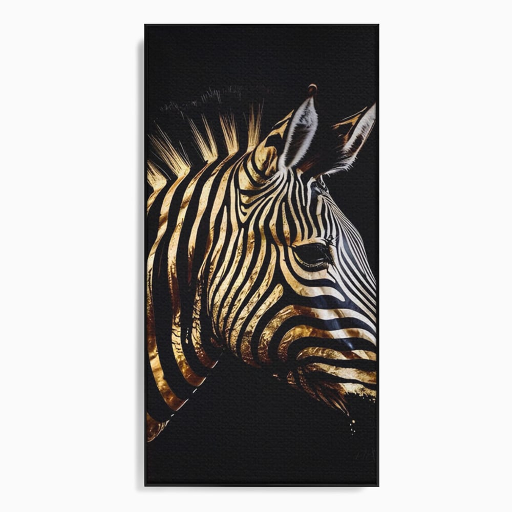 Tablou Canvas Premium LuxCanva® A1514, Zebra Aurie , Room, Animal, Safari, Gold, Decorativ, Living, Culori Vibrante
