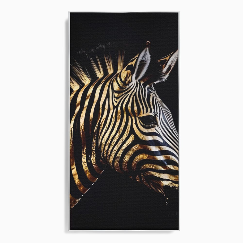 Tablou Canvas Premium LuxCanva® A1514, Zebra Aurie , Room, Animal, Safari, Gold, Decorativ, Living, Culori Vibrante