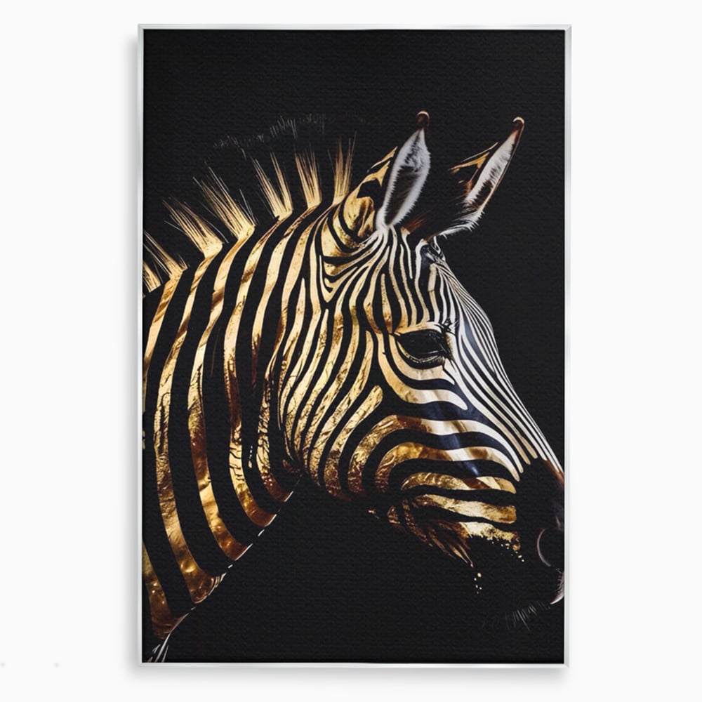 Tablou Canvas Premium LuxCanva® A1514, Zebra Aurie , Room, Animal, Safari, Gold, Decorativ, Living, Culori Vibrante