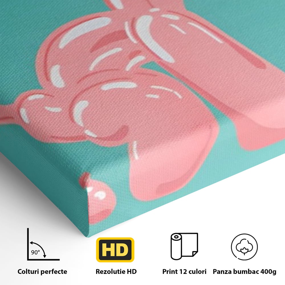 Tablou Canvas Premium, LuxCanva® A1516, Pudel Balon, Dormitor, Caine, Roz, Decorativ, Living, Culori Vibrante