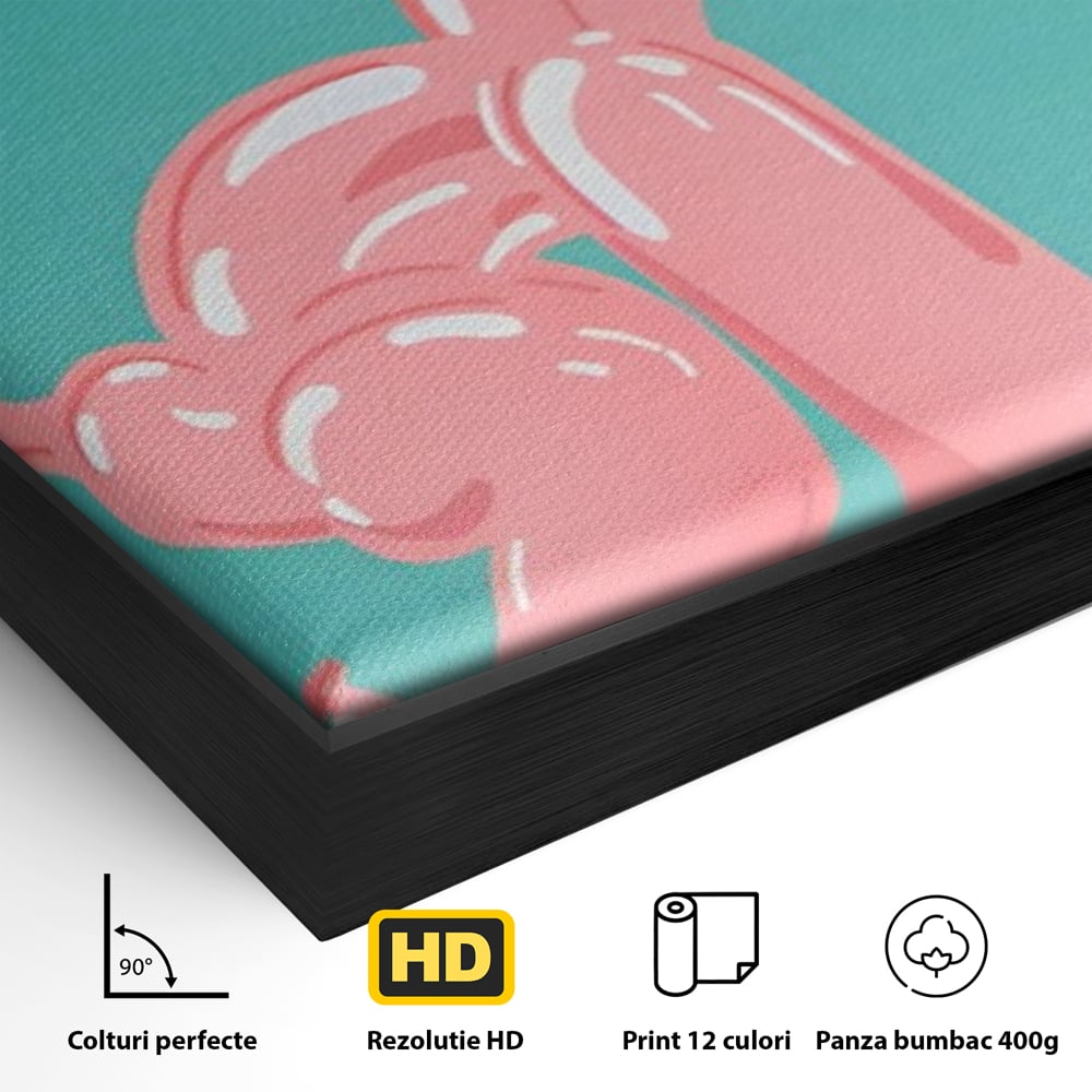 Tablou Canvas Premium, LuxCanva® A1516, Pudel Balon, Dormitor, Caine, Roz, Decorativ, Living, Culori Vibrante