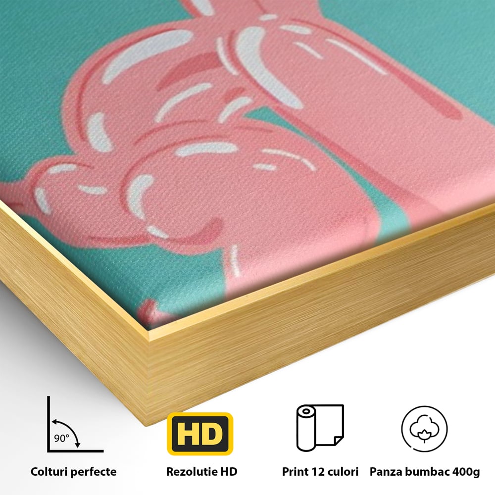 Tablou Canvas Premium, LuxCanva® A1516, Pudel Balon, Dormitor, Caine, Roz, Decorativ, Living, Culori Vibrante