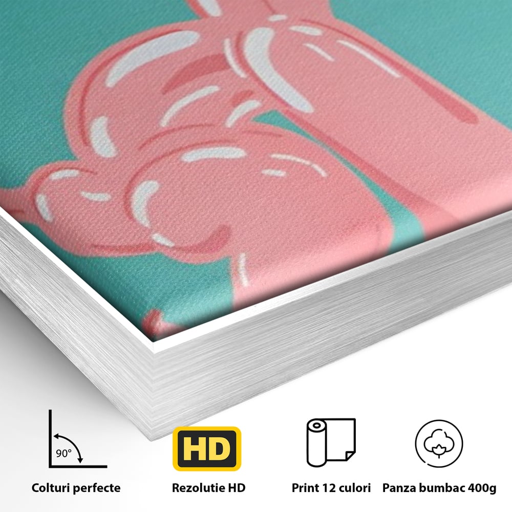 Tablou Canvas Premium, LuxCanva® A1516, Pudel Balon, Dormitor, Caine, Roz, Decorativ, Living, Culori Vibrante