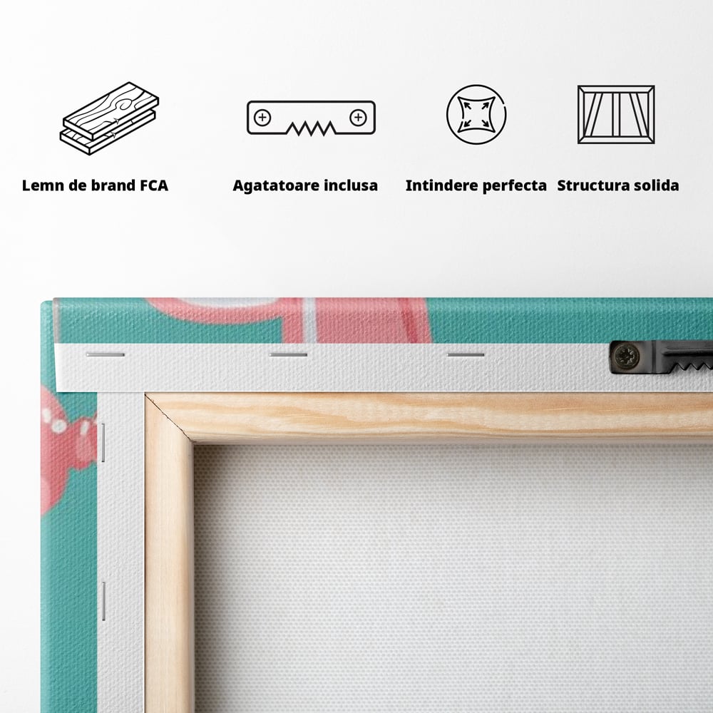 Tablou Canvas Premium, LuxCanva® A1516, Pudel Balon, Dormitor, Caine, Roz, Decorativ, Living, Culori Vibrante