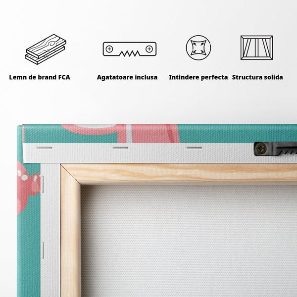 Tablou Canvas Premium, LuxCanva® A1516, Pudel Balon, Dormitor, Caine, Roz, Decorativ, Living, Culori Vibrante