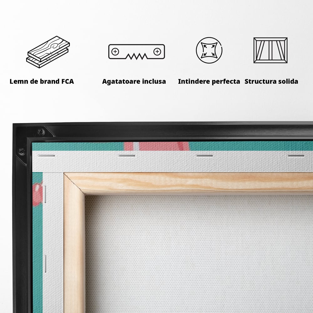 Tablou Canvas Premium, LuxCanva® A1516, Pudel Balon, Dormitor, Caine, Roz, Decorativ, Living, Culori Vibrante