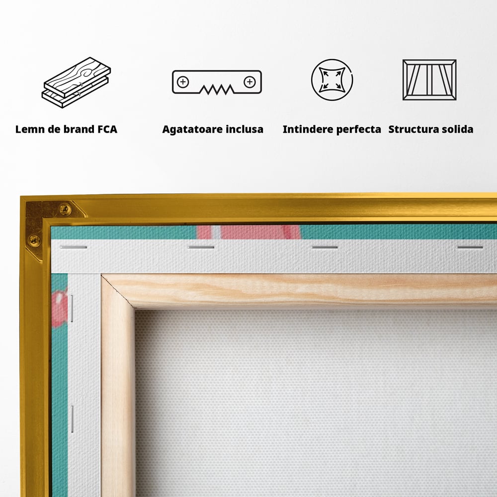 Tablou Canvas Premium, LuxCanva® A1516, Pudel Balon, Dormitor, Caine, Roz, Decorativ, Living, Culori Vibrante