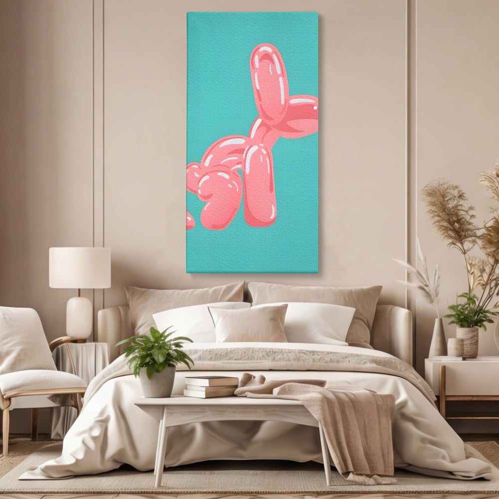 Tablou Canvas Premium, LuxCanva® A1516, Pudel Balon, Dormitor, Caine, Roz, Decorativ, Living, Culori Vibrante