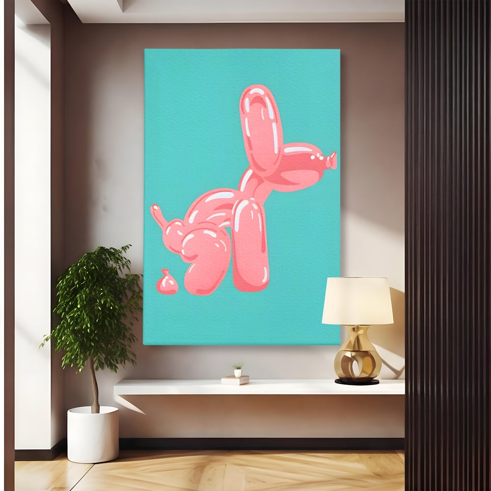Tablou Canvas Premium, LuxCanva® A1516, Pudel Balon, Dormitor, Caine, Roz, Decorativ, Living, Culori Vibrante