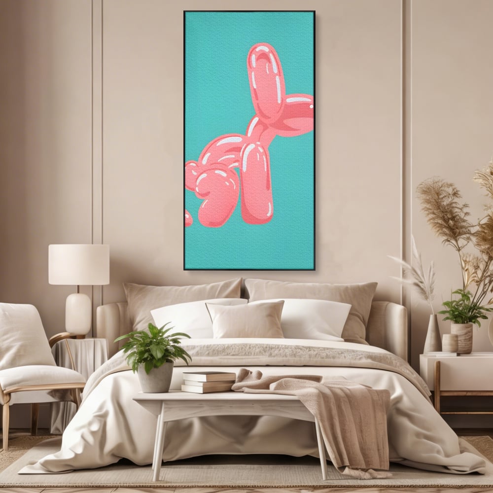 Tablou Canvas Premium, LuxCanva® A1516, Pudel Balon, Dormitor, Caine, Roz, Decorativ, Living, Culori Vibrante