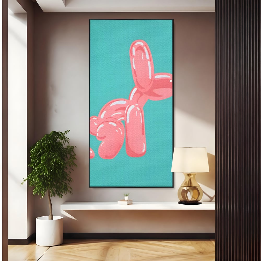 Tablou Canvas Premium, LuxCanva® A1516, Pudel Balon, Dormitor, Caine, Roz, Decorativ, Living, Culori Vibrante