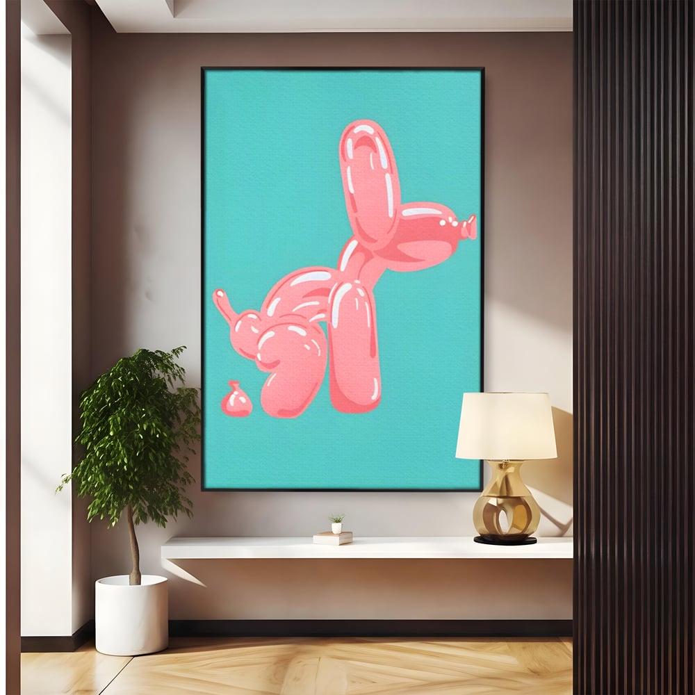 Tablou Canvas Premium, LuxCanva® A1516, Pudel Balon, Dormitor, Caine, Roz, Decorativ, Living, Culori Vibrante