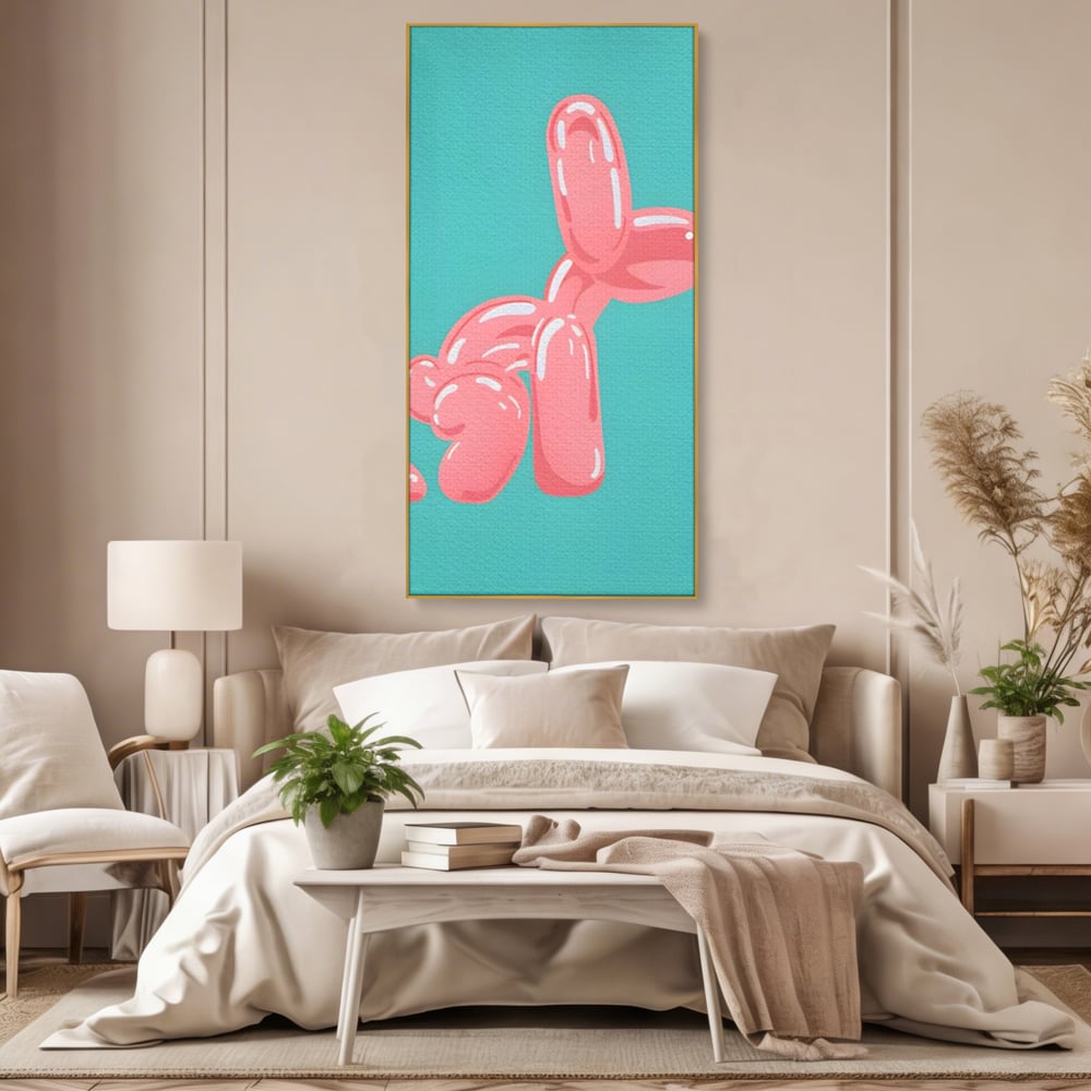Tablou Canvas Premium, LuxCanva® A1516, Pudel Balon, Dormitor, Caine, Roz, Decorativ, Living, Culori Vibrante