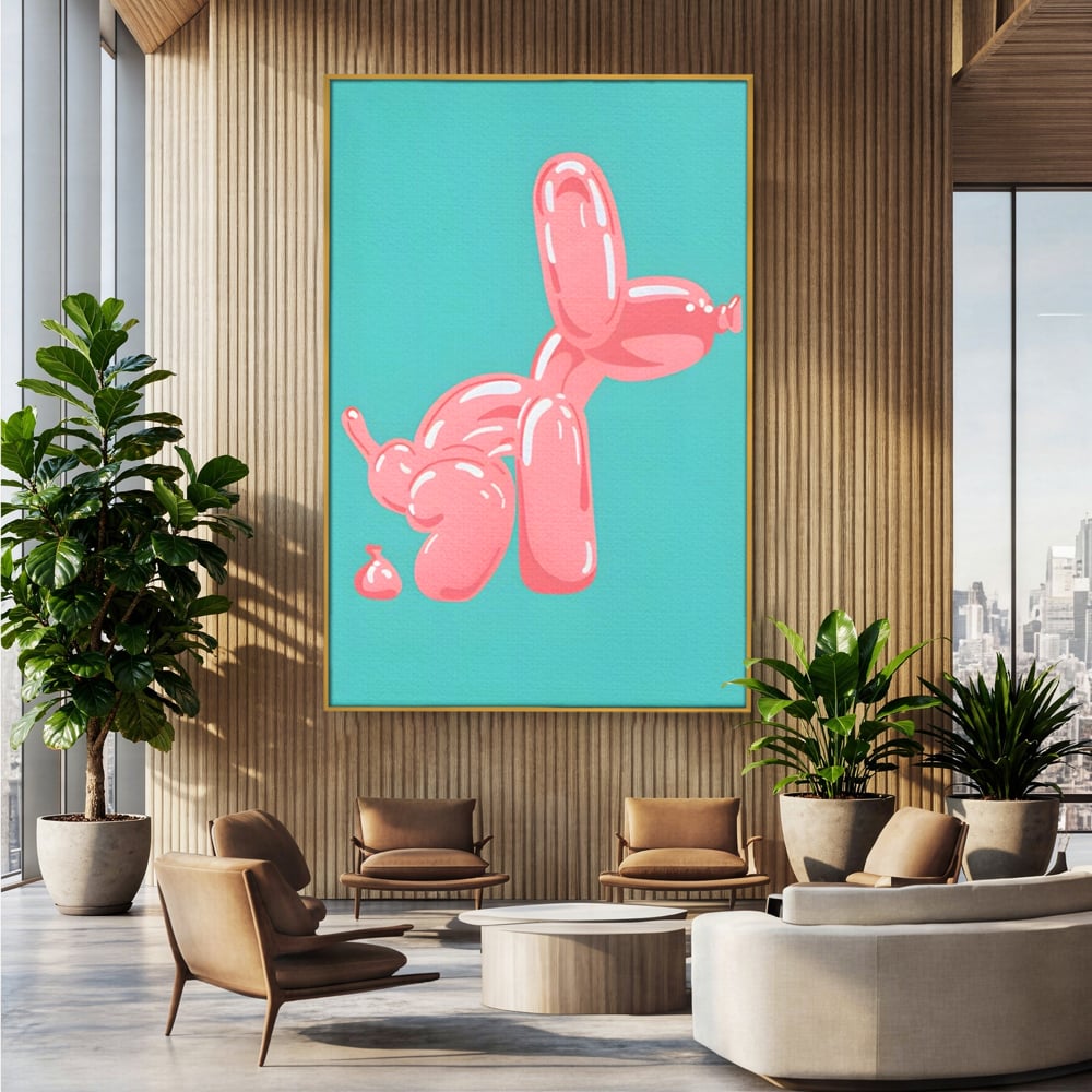 Tablou Canvas Premium, LuxCanva® A1516, Pudel Balon, Dormitor, Caine, Roz, Decorativ, Living, Culori Vibrante