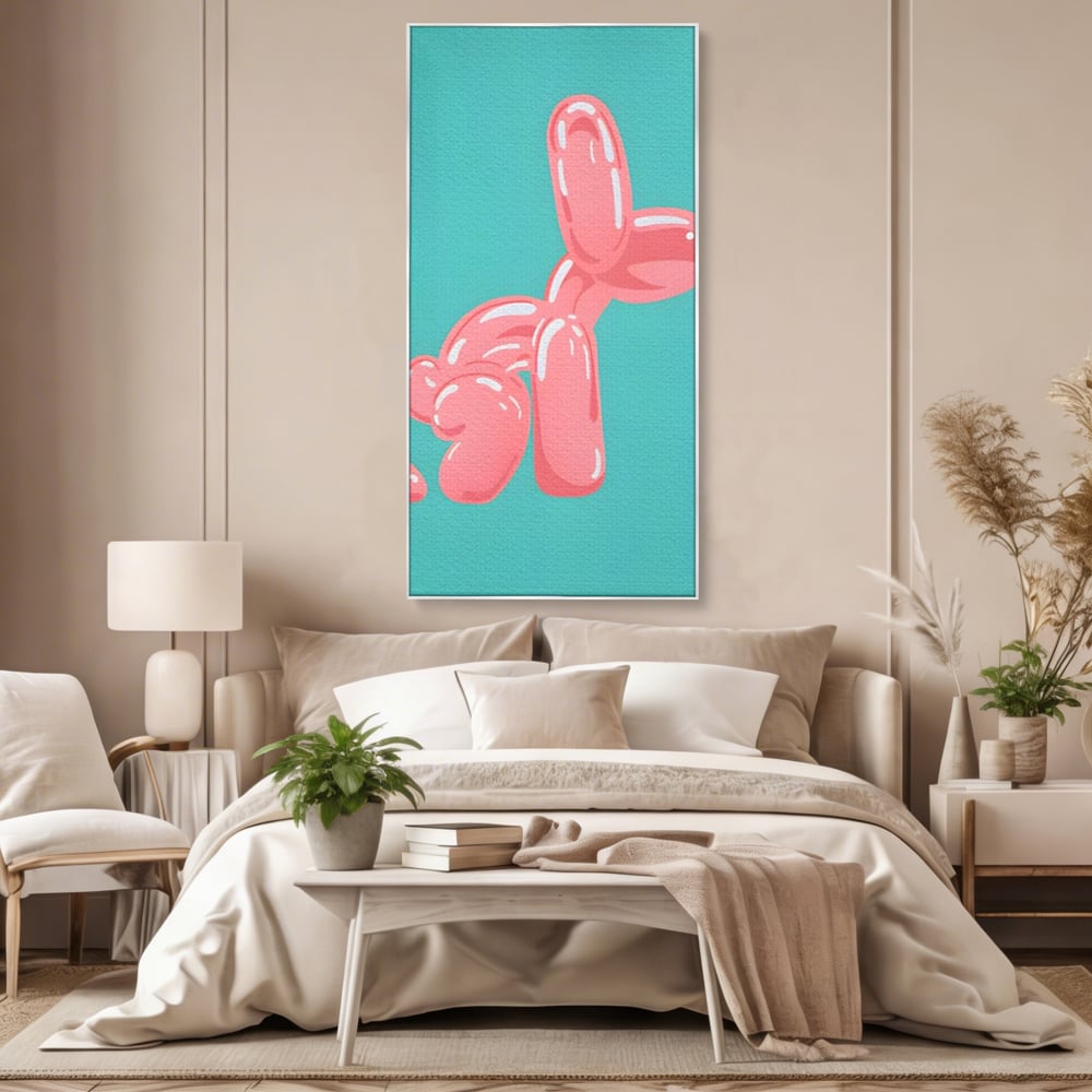 Tablou Canvas Premium, LuxCanva® A1516, Pudel Balon, Dormitor, Caine, Roz, Decorativ, Living, Culori Vibrante
