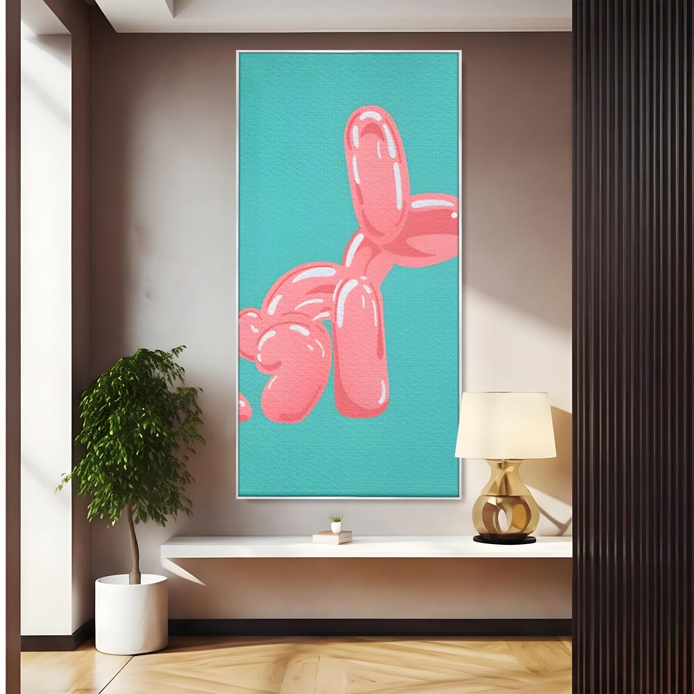 Tablou Canvas Premium, LuxCanva® A1516, Pudel Balon, Dormitor, Caine, Roz, Decorativ, Living, Culori Vibrante