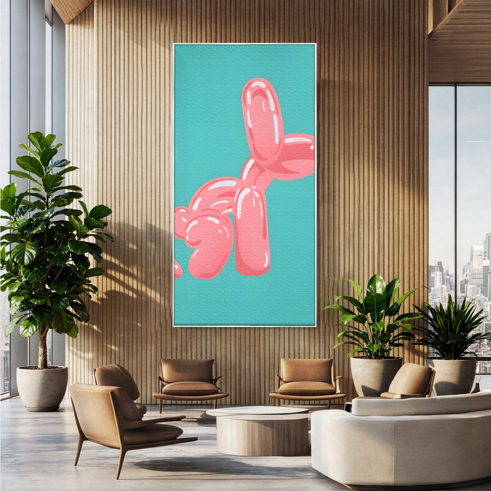 Tablou Canvas Premium, LuxCanva® A1516, Pudel Balon, Dormitor, Caine, Roz, Decorativ, Living, Culori Vibrante