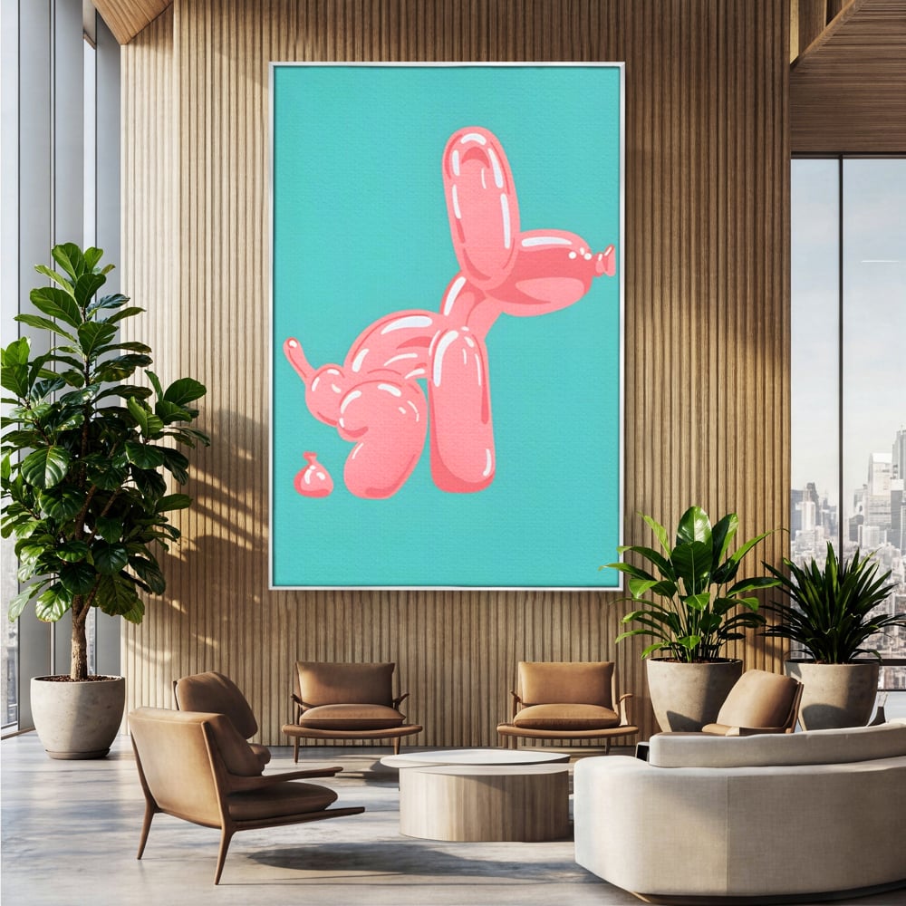 Tablou Canvas Premium, LuxCanva® A1516, Pudel Balon, Dormitor, Caine, Roz, Decorativ, Living, Culori Vibrante