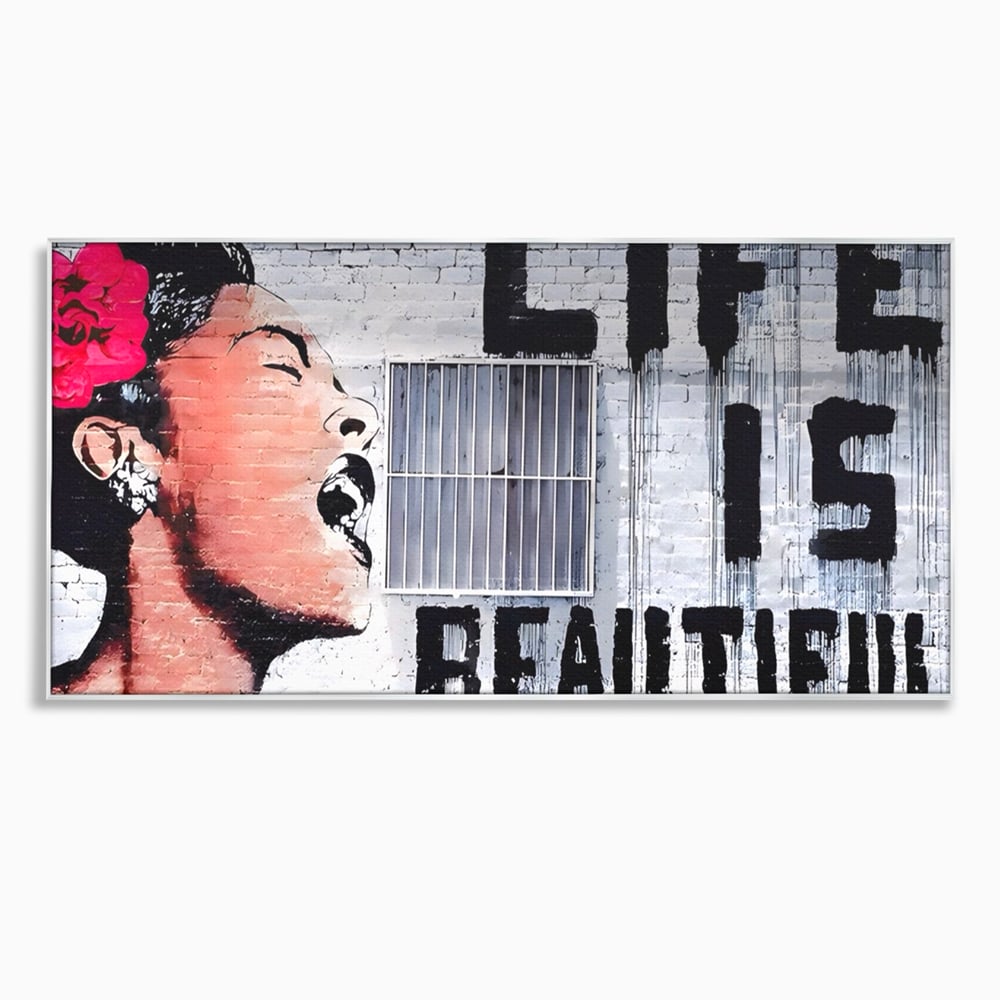 Tablou Canvas Premium LuxCanva® A1517, Viata Este Frumoasa , Femeie, Strigat, Graffiti, Decorativ, Living, Culori Vibrante
