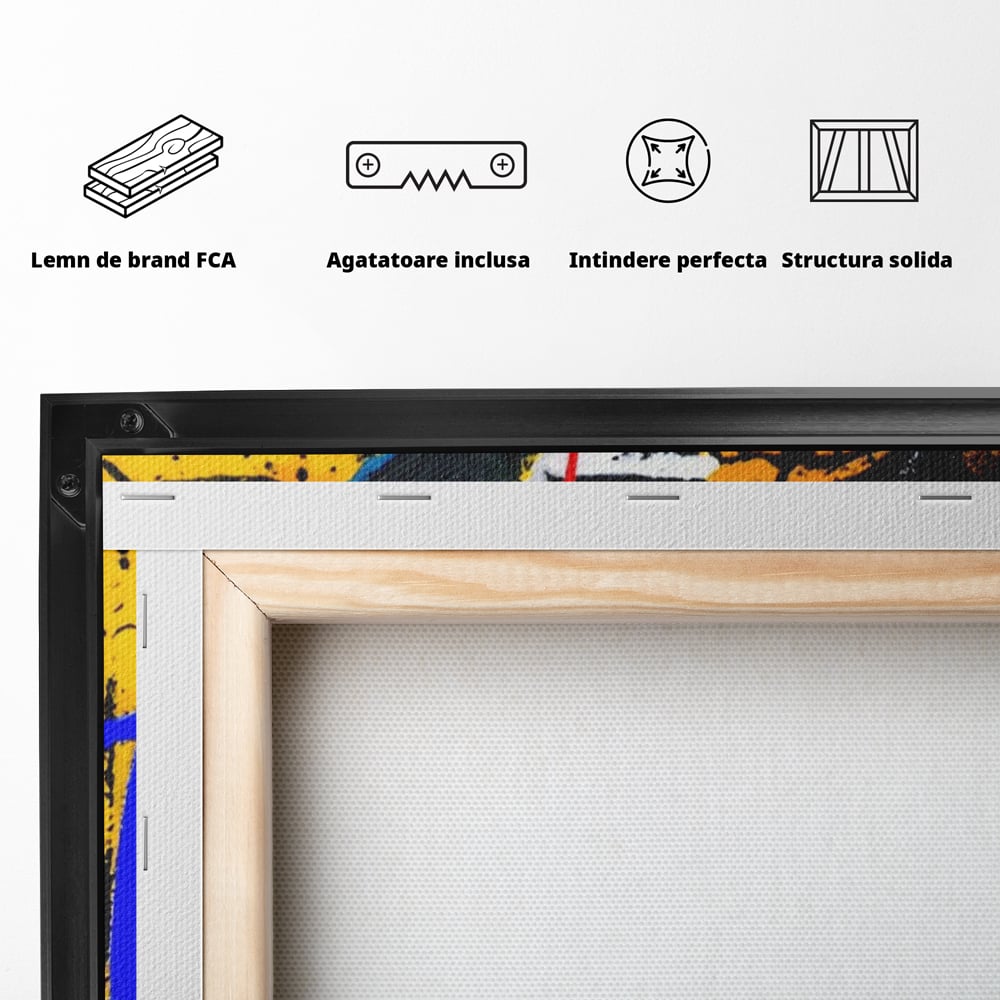 Tablou Canvas Premium LuxCanva® A1518, Basquiat Yellow , Room, Arta Stradala, SAMO, Jean Michel, Living, Culori Vibrante