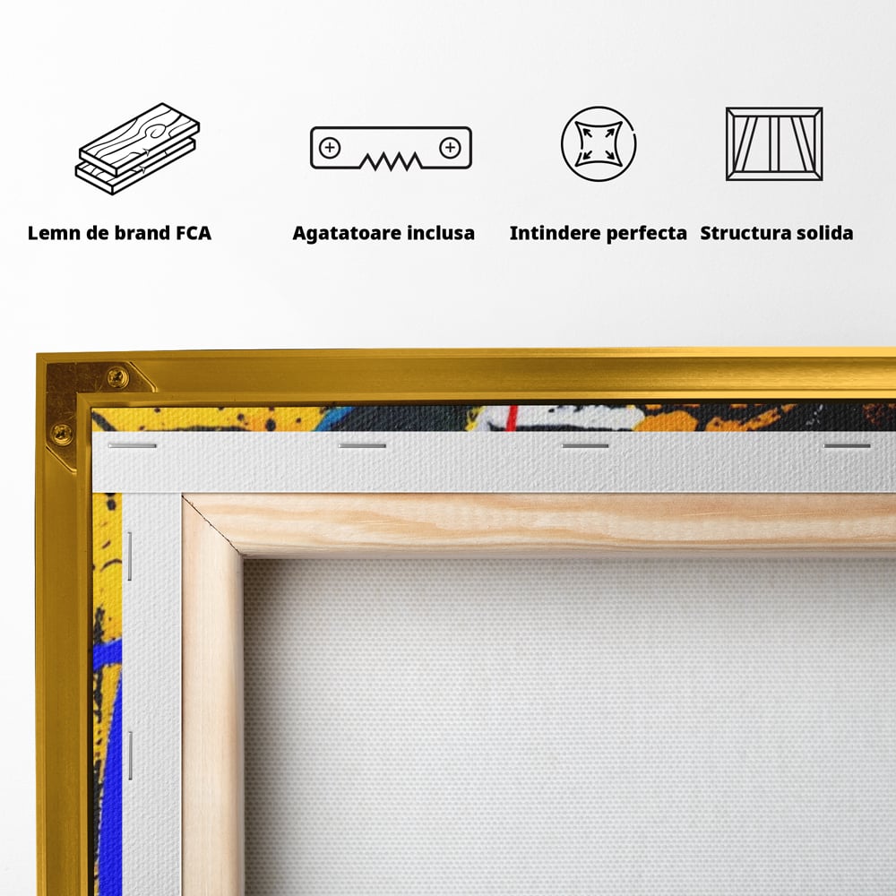 Tablou Canvas Premium LuxCanva® A1518, Basquiat Yellow , Room, Arta Stradala, SAMO, Jean Michel, Living, Culori Vibrante