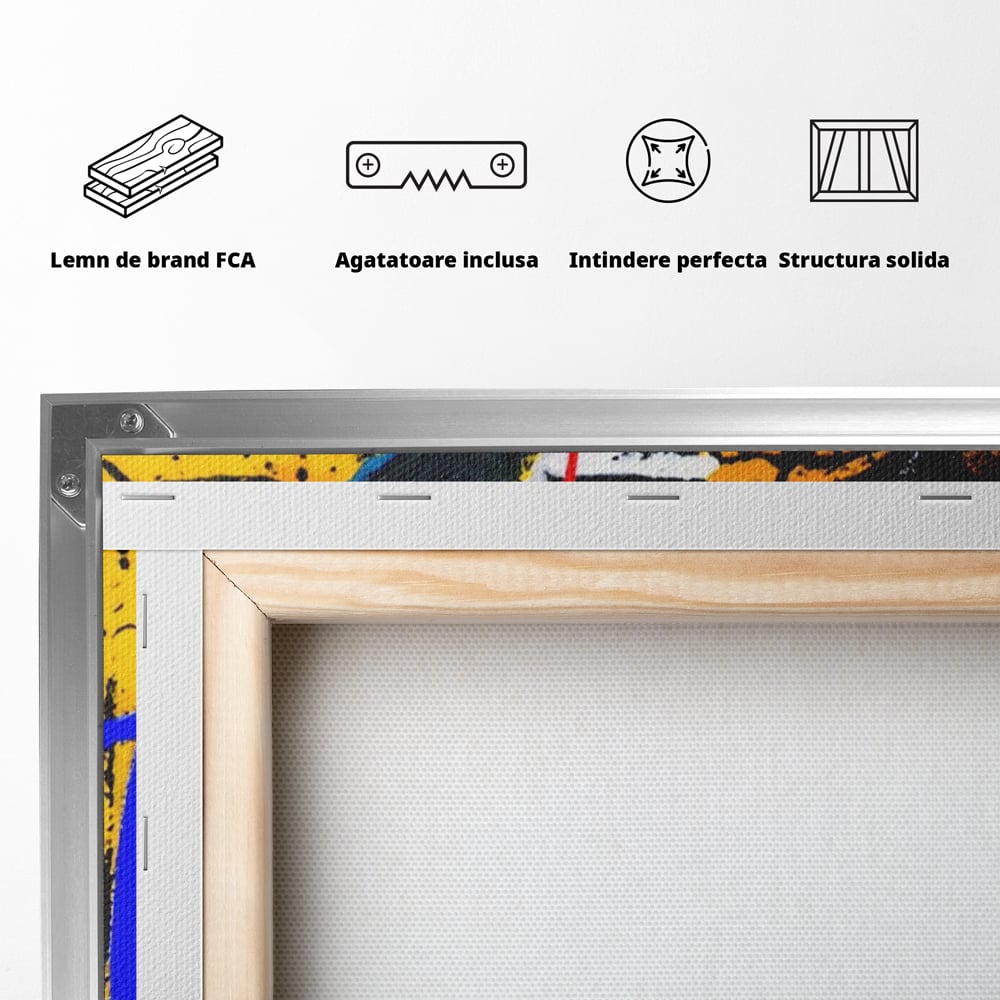 Tablou Canvas Premium LuxCanva® A1518, Basquiat Yellow , Room, Arta Stradala, SAMO, Jean Michel, Living, Culori Vibrante