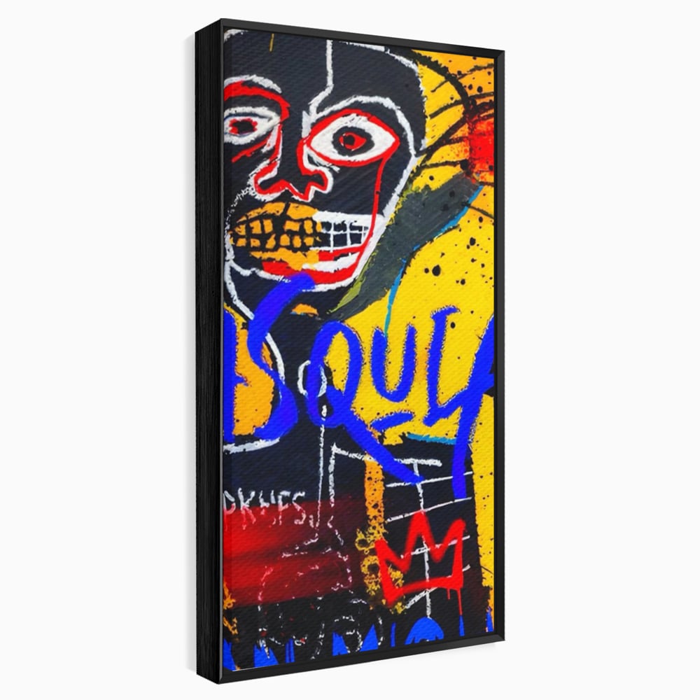 Tablou Canvas Premium LuxCanva® A1518, Basquiat Yellow , Room, Arta Stradala, SAMO, Jean Michel, Living, Culori Vibrante