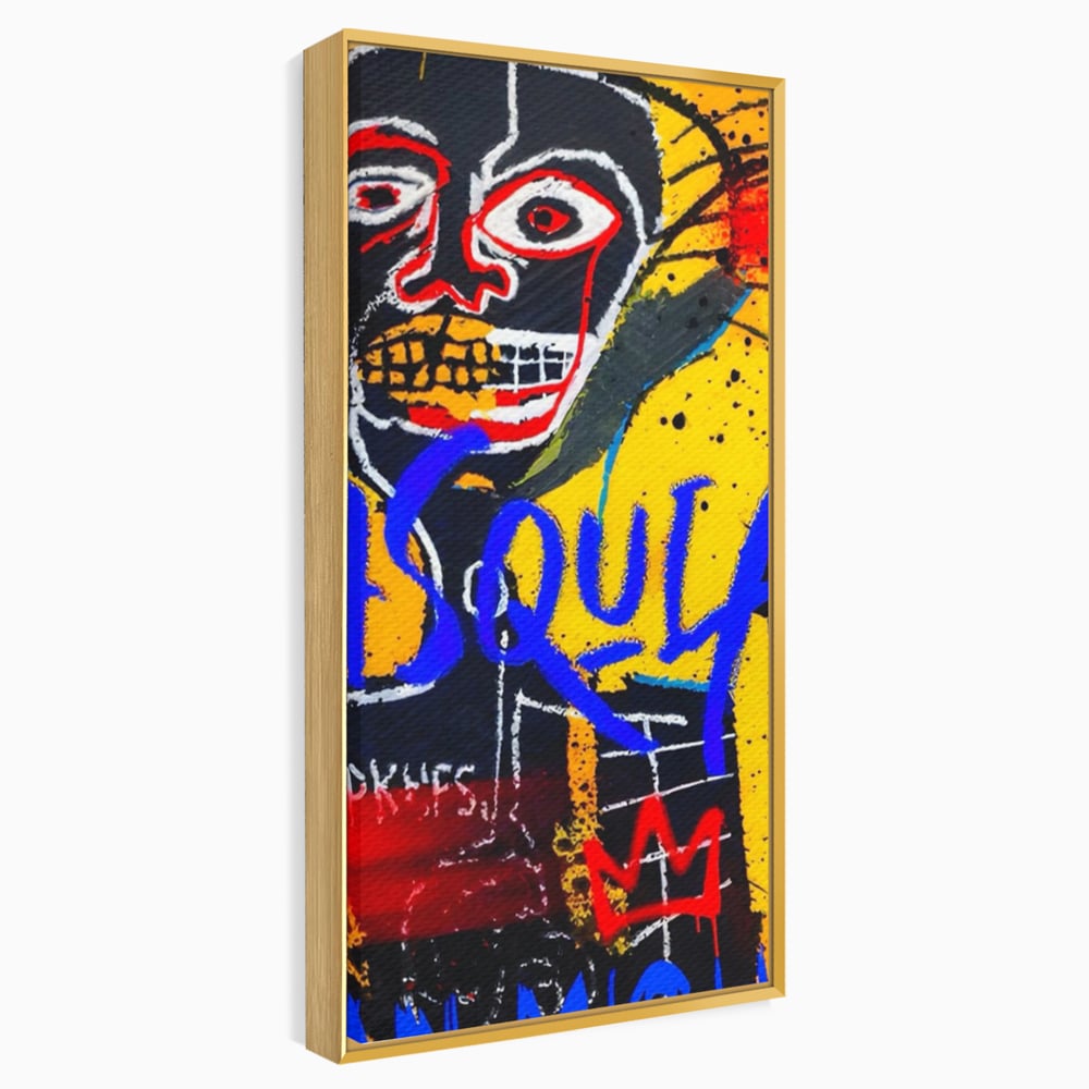 Tablou Canvas Premium LuxCanva® A1518, Basquiat Yellow , Room, Arta Stradala, SAMO, Jean Michel, Living, Culori Vibrante