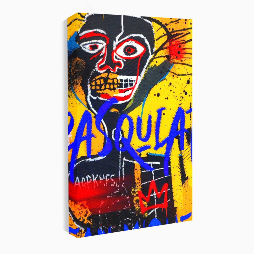Tablou Canvas Premium LuxCanva® A1518, Basquiat Yellow , Room, Arta Stradala, SAMO, Jean Michel, Living, Culori Vibrante