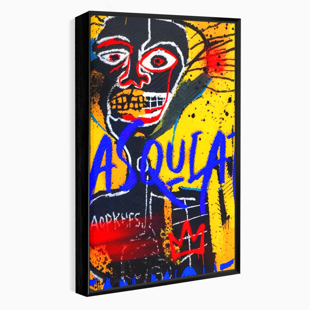 Tablou Canvas Premium LuxCanva® A1518, Basquiat Yellow , Room, Arta Stradala, SAMO, Jean Michel, Living, Culori Vibrante