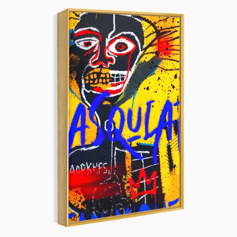 Tablou Canvas Premium LuxCanva® A1518, Basquiat Yellow , Room, Arta Stradala, SAMO, Jean Michel, Living, Culori Vibrante