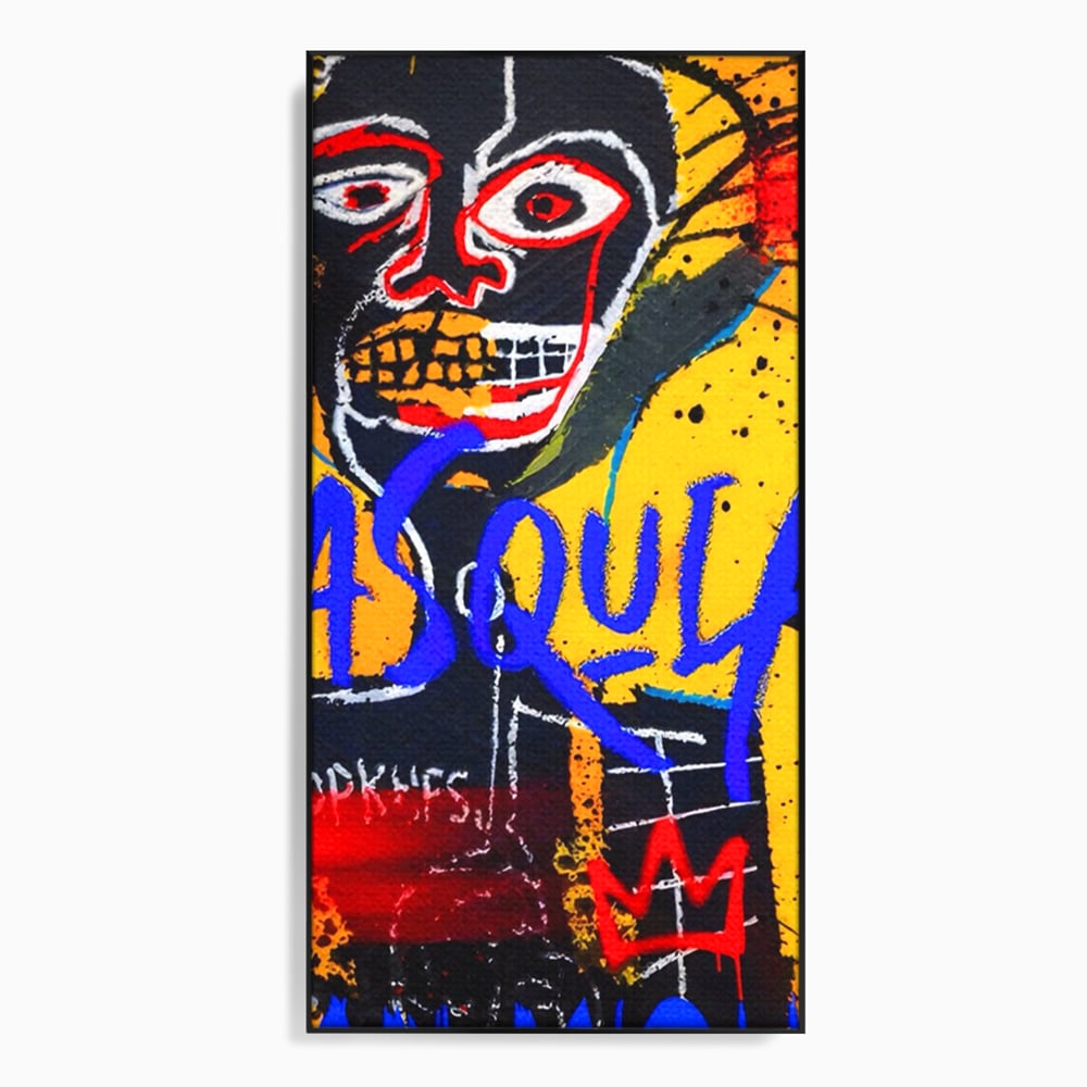 Tablou Canvas Premium LuxCanva® A1518, Basquiat Yellow , Room, Arta Stradala, SAMO, Jean Michel, Living, Culori Vibrante