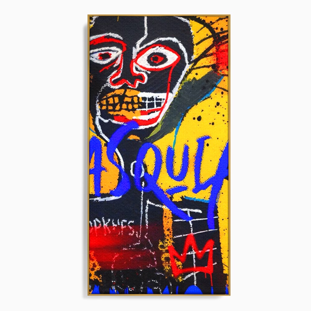 Tablou Canvas Premium LuxCanva® A1518, Basquiat Yellow , Room, Arta Stradala, SAMO, Jean Michel, Living, Culori Vibrante