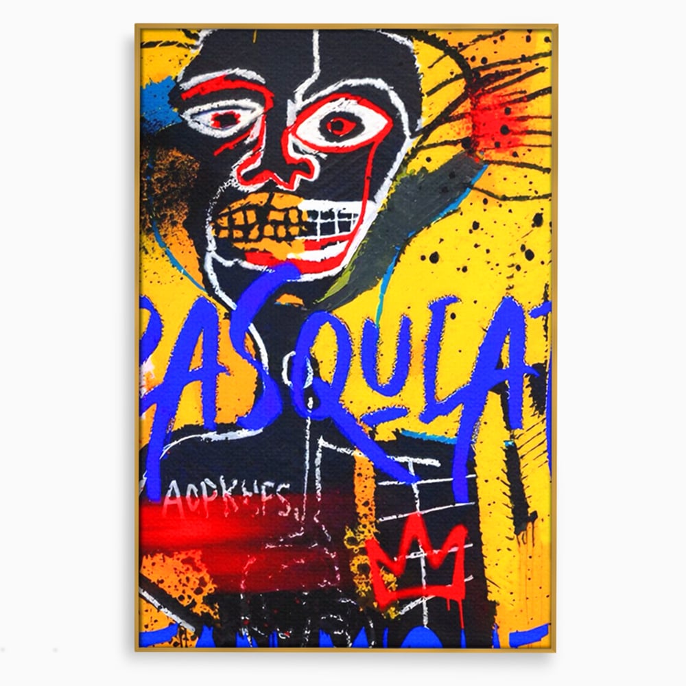 Tablou Canvas Premium LuxCanva® A1518, Basquiat Yellow , Room, Arta Stradala, SAMO, Jean Michel, Living, Culori Vibrante