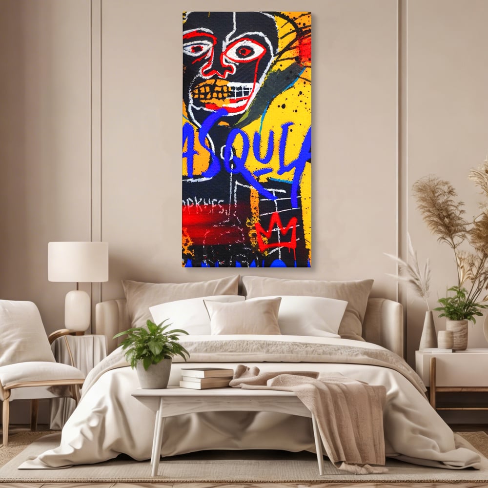 Tablou Canvas Premium LuxCanva® A1518, Basquiat Yellow , Room, Arta Stradala, SAMO, Jean Michel, Living, Culori Vibrante