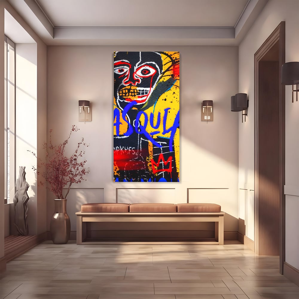 Tablou Canvas Premium LuxCanva® A1518, Basquiat Yellow , Room, Arta Stradala, SAMO, Jean Michel, Living, Culori Vibrante