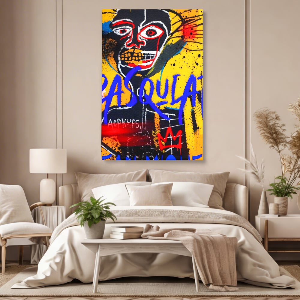 Tablou Canvas Premium LuxCanva® A1518, Basquiat Yellow , Room, Arta Stradala, SAMO, Jean Michel, Living, Culori Vibrante