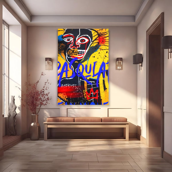 Tablou Canvas Premium LuxCanva® A1518, Basquiat Yellow , Room, Arta Stradala, SAMO, Jean Michel, Living, Culori Vibrante