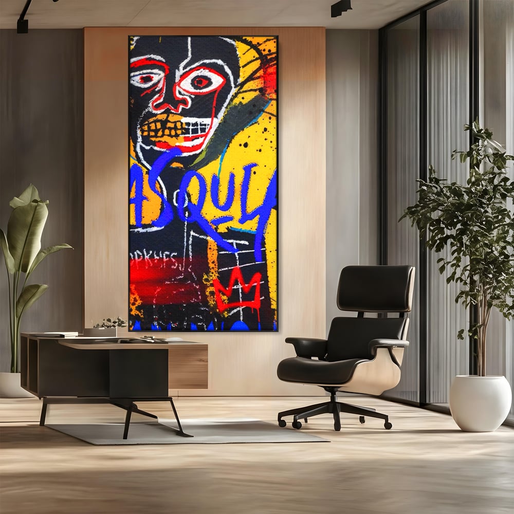 Tablou Canvas Premium LuxCanva® A1518, Basquiat Yellow , Room, Arta Stradala, SAMO, Jean Michel, Living, Culori Vibrante