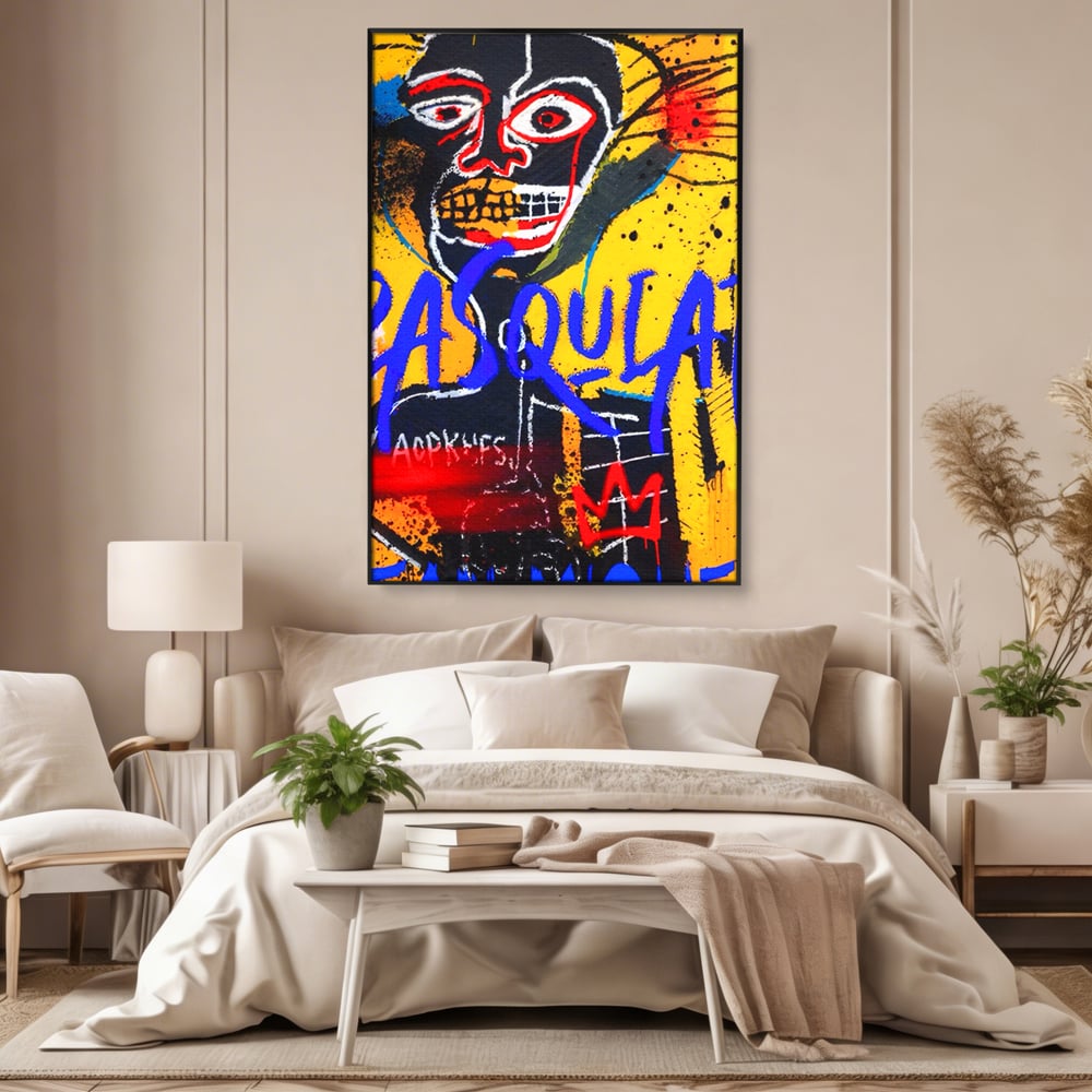 Tablou Canvas Premium LuxCanva® A1518, Basquiat Yellow , Room, Arta Stradala, SAMO, Jean Michel, Living, Culori Vibrante