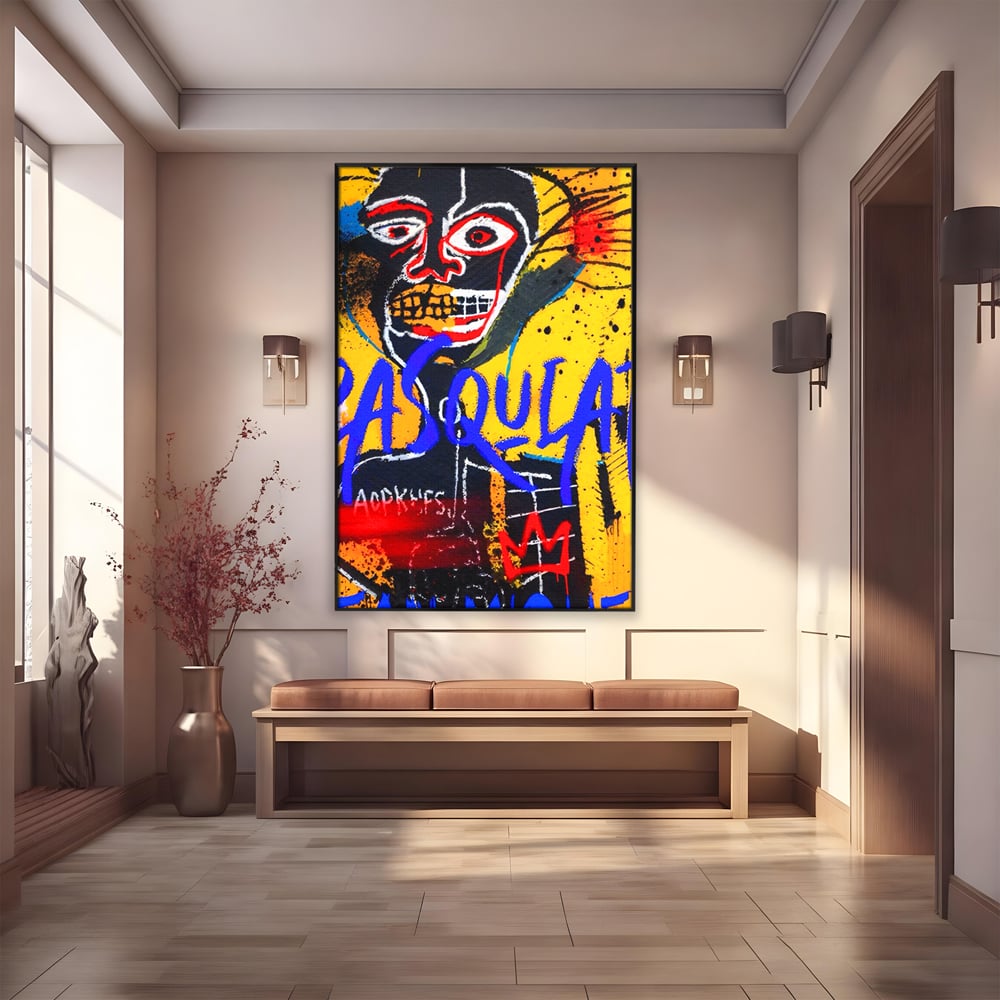 Tablou Canvas Premium LuxCanva® A1518, Basquiat Yellow , Room, Arta Stradala, SAMO, Jean Michel, Living, Culori Vibrante