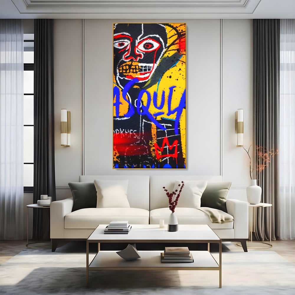 Tablou Canvas Premium LuxCanva® A1518, Basquiat Yellow , Room, Arta Stradala, SAMO, Jean Michel, Living, Culori Vibrante