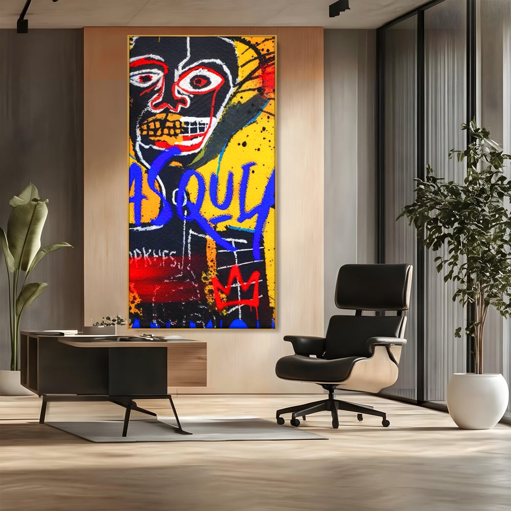 Tablou Canvas Premium LuxCanva® A1518, Basquiat Yellow , Room, Arta Stradala, SAMO, Jean Michel, Living, Culori Vibrante