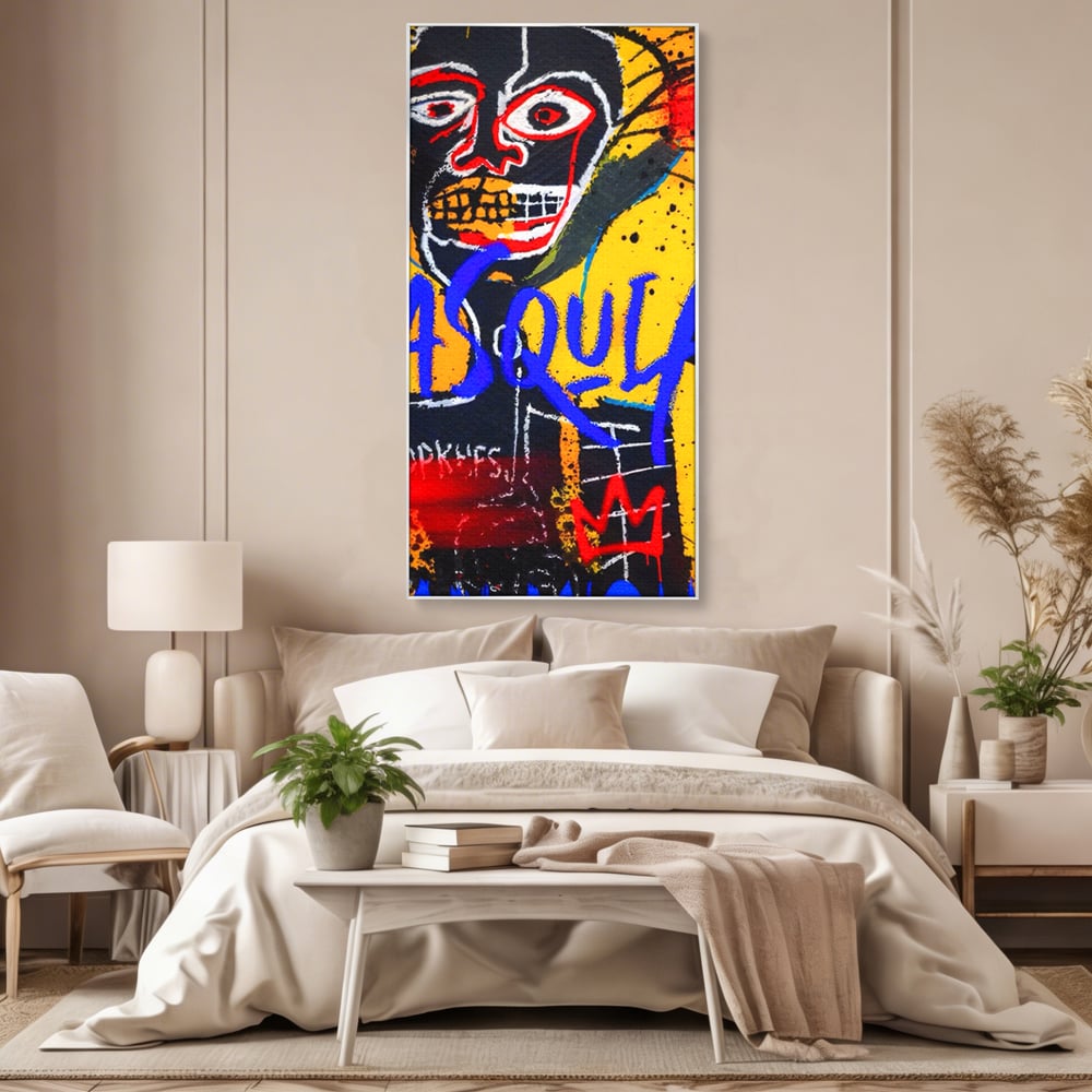 Tablou Canvas Premium LuxCanva® A1518, Basquiat Yellow , Room, Arta Stradala, SAMO, Jean Michel, Living, Culori Vibrante